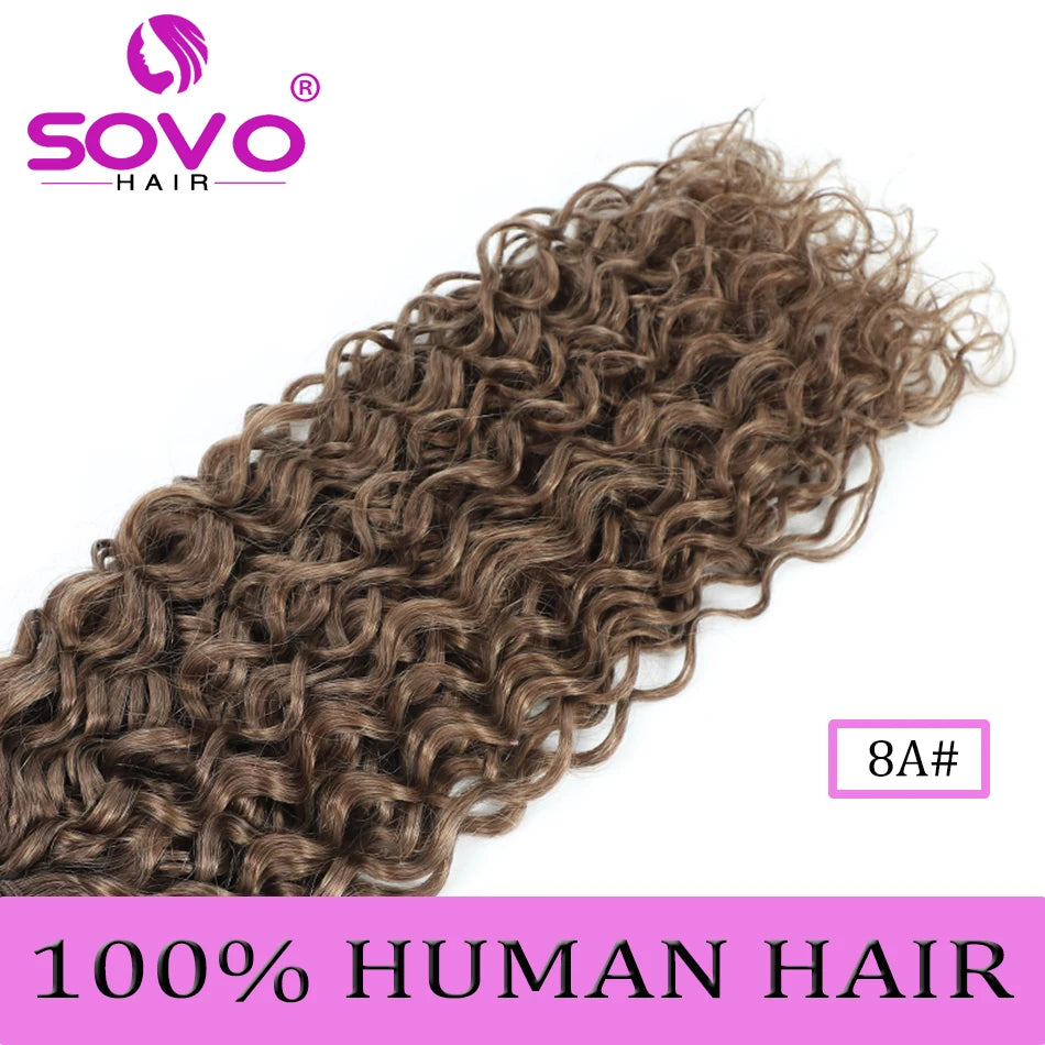 SOVO Honey Blonde Water Wave Human Hair Extensions 100 G Highlight P6/613 Natural Wet and Wavy Peruvian Curly Hair Weave Bundles