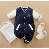 Baby Long Sleeved Jumpsuit Spring And Autumn Boys And Girls Baseball Suit Letter Embroidered Cotton Soft 0-18m One Piece Set