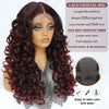 Latisha 13X6 HD Synthetische Spitzenfrontperücke lockig vorgezupfte Lace-Frontal-Perücke mit Pony für Damen, Highlights mit Babyhaar, 24 Zoll