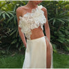Sexy 3D Flower Vest Skirt Sets Women Slim Sequin Lace Up Crop Tops High Split Long Skirts 2026 Summer Lady Vacation Outfits