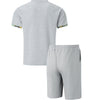 2025 Men Europe and the United States new summer Waffle solid color zip-up lapel short-sleeve suit shorts two sets