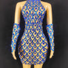 High Quality Sparkling Rainestone Sexy Bodycon Mini Dress Birthday Celebrate Evening Party Dress