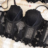 French Ladies Transparent Mesh Corset Sexy Shaper Thin Bra Set Night Club Sweet Cropped Top Girls Hot Bra and Panties Bralette