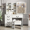 Makeup Vanity Set with Mirror and Light, Storage Drawer, Chair and Shelf, Adjustable Brightness Makeup Vanity with Light