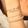 DOREMI Fat Bubble Slide Armband mit Initialen, voll mit Kristallbuchstaben, Damen-Namen, DIY-Schiebebuchstaben-Armbänder