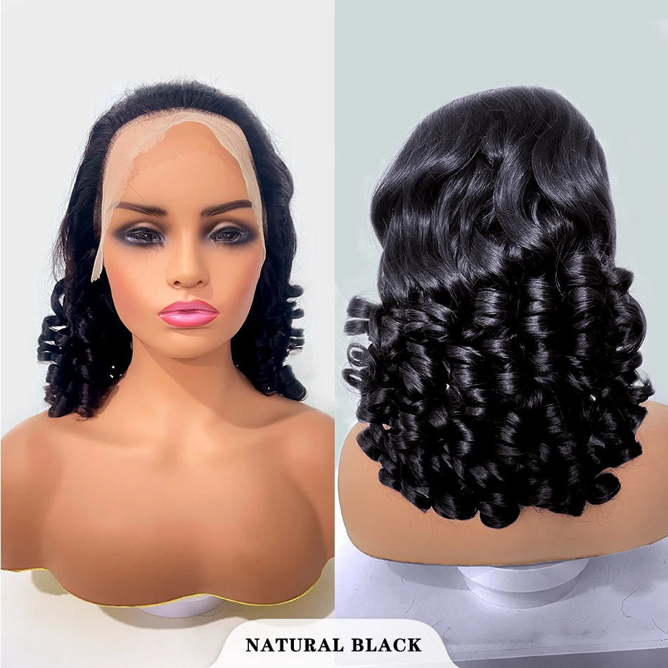 100% indisches Haar, federnde Locken, lockere Wellen, 13x4 HD Lace Front Perücke, Ombre Double Drawn Lockenperücke, 250% Dichte, klebstofffrei mit Babyhaar
