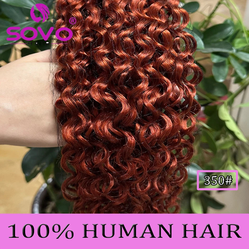 SOVO Honey Blonde Water Wave Human Hair Extensions 100 G Highlight P6/613 Natural Wet and Wavy Peruvian Curly Hair Weave Bundles