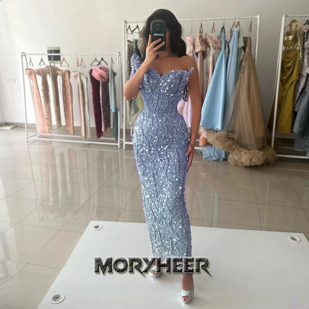 MORYHEER Exquisite Pearls Prom Dresses Sweetheart One-shoulder Mermaid Pageant Party Gown Vestidos De Gala Customized Plus Size
