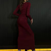 Tossy Damen Plissee Sexy Maxikleid Patchwork Twist Slim Langarm Einfarbig Y2k Herbst Streetwear Kleid Damen Bodycon Kleid