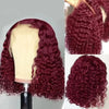 Brazilian Deep Wave 99J Burgundy Lace Front Human Hair Wig 13x4 Deep Curly Short Bob Wigs Human Hair Red Colored Water Wave Wigs
