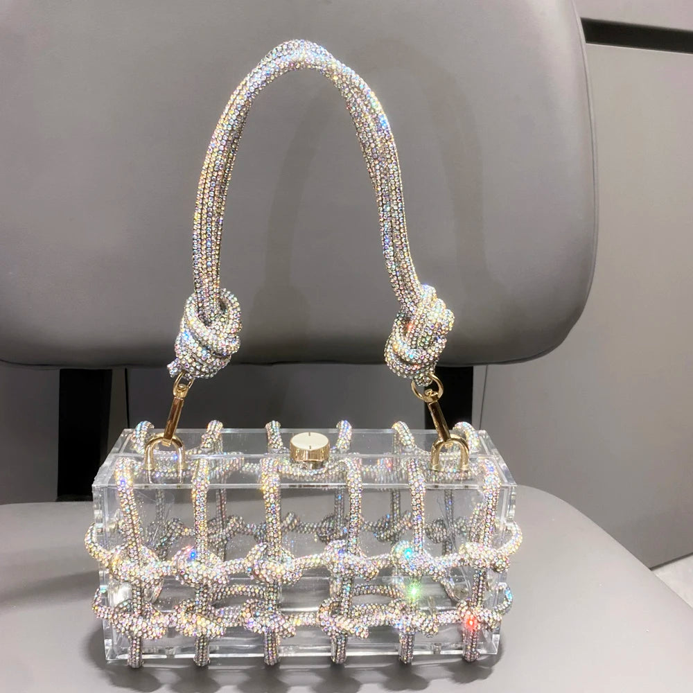 Abendtasche mit Strasssteinen, silberne, handgefertigte Handtasche mit Kristallbesatz für Damen, Geldbörsen und Handtaschen, luxuriöse Designer-Banketttasche