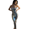 Sexy Shiny Blue Sequins Long Tube Dress Evening Prom Birthday Celebrate Dress Women Photo Shoot Wear Stage Costume Dianti