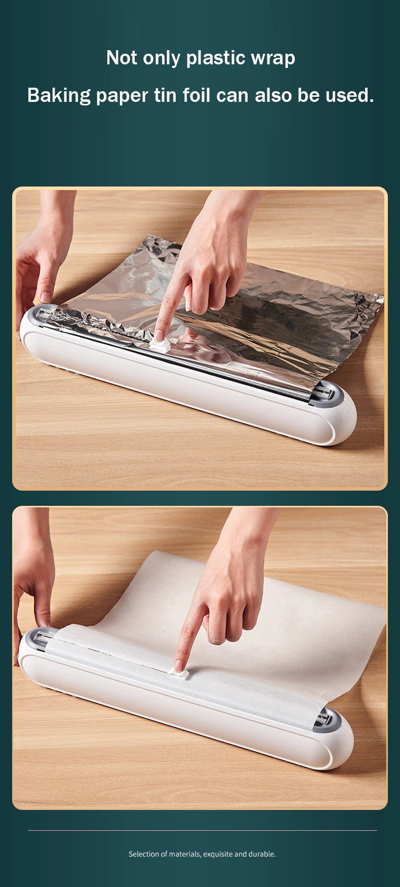 Magnetic Refillable Plastic Wrap Dispenser With Cutter, Tin Aluminum Foil Dispenser Cutter, Film Wrap Dispenser Kitchen Tool