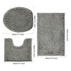 3-piece bathroom chenille floor mat, absorbent anti slip bathroom carpet, bathroom U-shaped foot mat, toilet lid, TPR anti slip