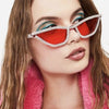 KLASSNUM Luxuriöse Cat-Eye-Sonnenbrille für Damen und Herren, modische Diamant-Dreieck-Marken-Designer-Glitzer-Sonnenbrille UV400 Shades Brille