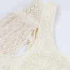 Sexy White Lace Women Dress Turtleneck Tassel Sleeve Slim Naked Waist Hollow Out Long Dress Summer Beach Female Knit Robe