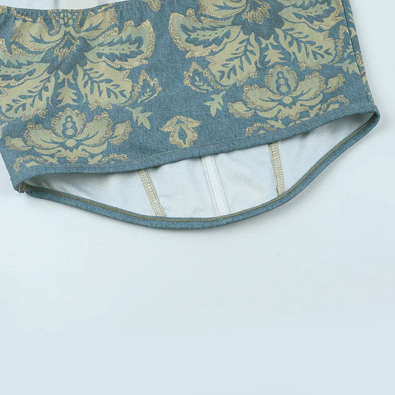 Europäische und amerikanische Mode Hosenträger Stickerei Druck Schleife Taille Weste weibliche ins Nische Spice Girl Wind Joker Slim Top