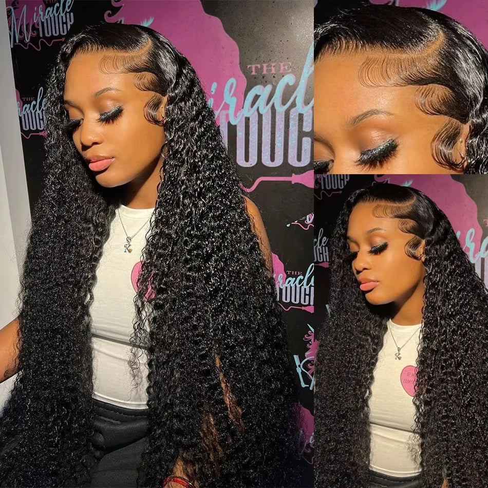 13X4 13X6 Water Wave Hd Transparent Lace Front Wigs Deep Wave Lace Frontal Pre Plucked Curly Human Hair Wigs 250 Density