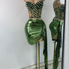 Sparkly Red Diamonds Asymmetrical Two Pieces Dress Design 2025 Women Sexy Strapless Top Skirt Suits Dance Performance Outfit
