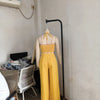 Pant Set Women Two Piece Sets Sexy Sleeveless Tops Drawstring Wide Leg Long Pants High Waist Y2k Streetwear Elegant Splice