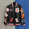 Street Popular Letter Flocking Embroidered Jacket And Coat Men 2023 New Y2K Harajuku Hip Hop Spliced Motorcycle Baseball Uniform