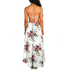 Women Holiday Floral Print Long Dresses Summer Spaghetti Strap Beach Swing Party A Line Dress Sexy Backless Irregular Dress Robe