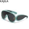 Oversized Wellen-Masken-Sonnenbrille Einteilige Damen-Sport-Y2K-Punk-Sonnenbrille für Damen 2024 Luxusmarke Steampunk-Brillen-Goggle