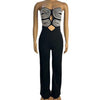 Damen Sommer Trägerloser Jumpsuit Sexy Einteiler Outfits Cut Out Taille Party Jumpsuit Kleidung Damen Langer Rückenfreier Overall