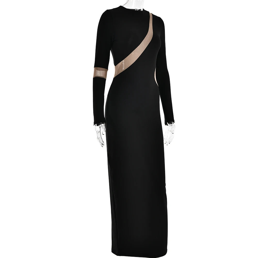 Articat-Women's Split Long Sleeve Midi Dress, Sexy Hollow Out, Split, Irregular, Irregular, Party, Club, Evening