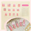24 Stk. lange Ballett French Press-on-Nägel mit niedlicher rosa Schleife, glänzendem Diamant-Dekor, falsche Nagelspitzen, tragbare süße koreanische künstliche Nägel