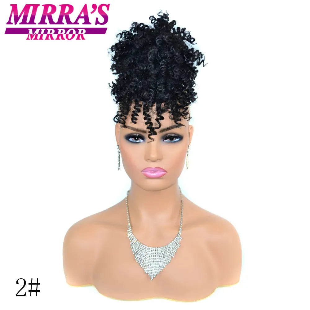 Synthetic Afro Puff Drawstring Ponytail Hair Bun 10 Inch Short Afro Kinkys Curly Afro Bun Extension Hairpieces Large Size