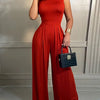 Elegant Women Wide Leg Long Juumpsuit 2024 Spring Summer Fashion Printed Sleeveless Casual Holiday Bodysuits Jumpsuits Trousers