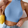 Summer New Women Heart Criss Cross Ribbed Knit Sleeveless Halter Crossfit Y2K Crop Top Clothes Femme Sexy Casual Backless Tank