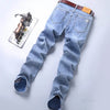 Frühlings Herren Hellblaue Slim Jeans Stylische Lässige Stretch Denim Hose Klassische Chinohose Rauchgrau