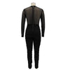 Sexy Mesh Patchwork Jumpsuits for Women Elegant Long Sleeve Bandage One Piece Party Long Bodysuit