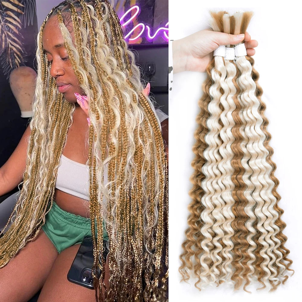 Synthetic Braiding Hair for Boho Braids 20Inch 90G Deep Wave Bulk High Quality Synthetic Protein Hair Extensions For Women