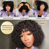 Kinky Curly Short Bob Wig mit Pony Echthaar Glatt Pony Bob Perücke Klebstofflose Minimalistische 2x1 Lace Scalp Bob Pony Perücke für Frauen