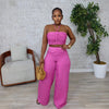 Pant Set Women Two Piece Sets Sexy Sleeveless Tops Drawstring Wide Leg Long Pants High Waist Y2k Streetwear Elegant Splice