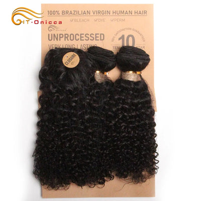 Lockiges Echthaar-Bundles mit Closure, kurzes indisches Echthaar-Bundles mit kreisförmigem Closure