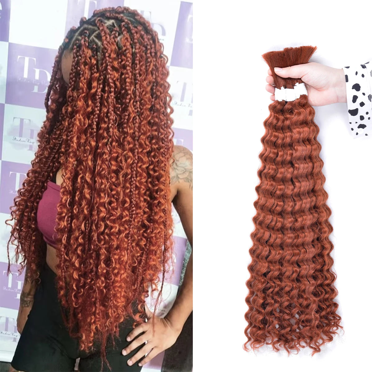 Synthetic Curly Deep Wave Bulk hair For Braiding 20inch No Weft Deep Wave For Braiding Micro Faux Braiding Hair for Boho Braids