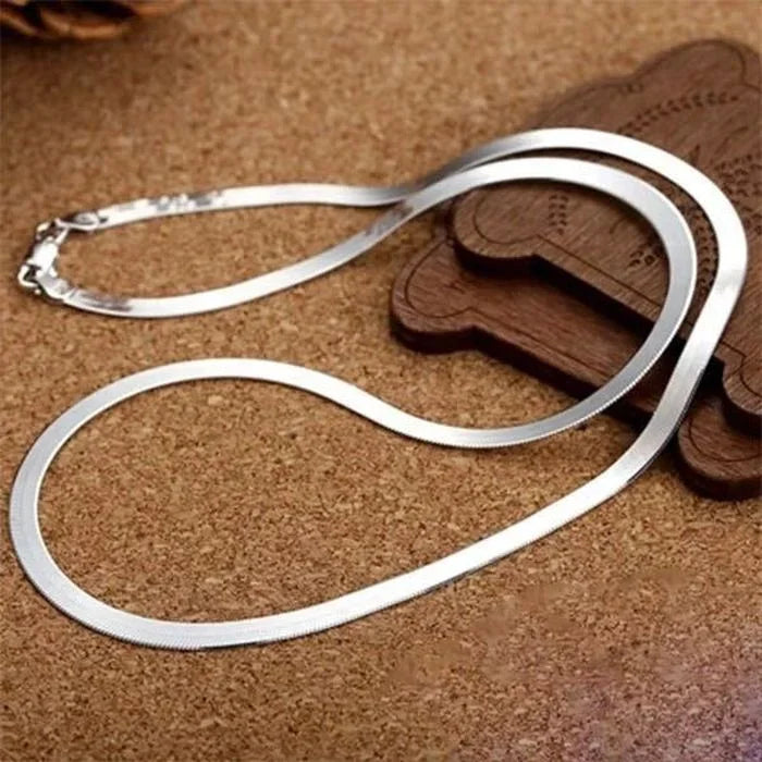 Neues 925er Sterlingsilber, feine 4mm Klingenketten-Halskette für Damen und Herren, luxuriöser Hochzeitsparty-Schmuck, beste Freundin, Weihnachtsgeschenke