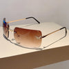 Y2K Luxusmarken Designer Randlose Quadratische Sonnenbrille Damen Für Weibliche Trendige Sonnenbrille Diamant Schmetterling Rosa Punk Shades UV400