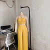 Pant Set Women Two Piece Sets Sexy Sleeveless Tops Drawstring Wide Leg Long Pants High Waist Y2k Streetwear Elegant Splice