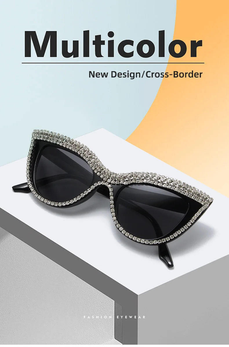 Blumen Katzenaugen Retro Strass Sonnenbrille für Damen Elegant Fashion Herren Trend Designer Outdoor Party Sonnenbrillen Eyewear
