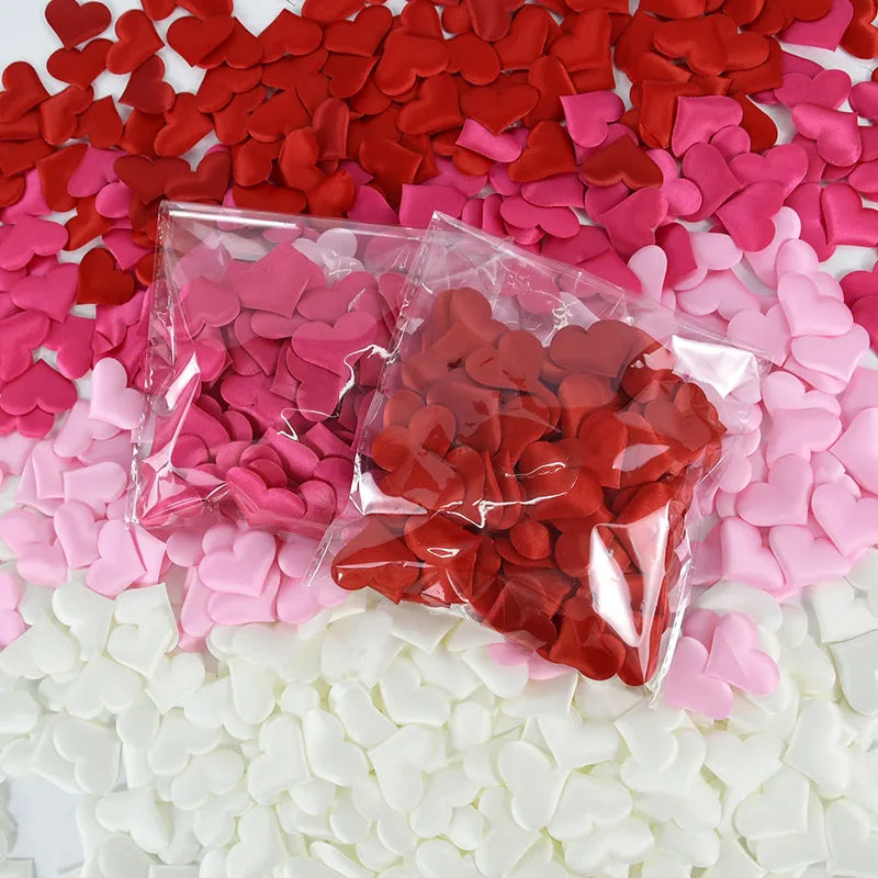 100/200 Stück künstliche Liebe Herz Blütenblätter Valentinstag Hochzeit Party Konfetti Blütenblätter Schwamm Satin Stoff Tisch Bett Dekorationen