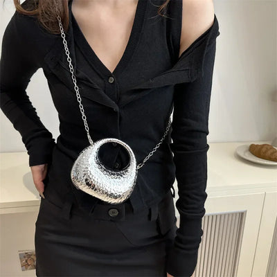 Neue Gold Silber Mode Acryl Mond Damen Handtaschen Luxus Clutch Taschen Dinner Tasche mit Kette 2024