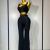 Damen Sexy Bandage Crop Top Hosen-Set Abendparty Club Luxus Geburtstag High Street Mode Elegant Luxus Geburtstags-Outfit