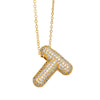 FLOLA Chunky Clear Crystal Initial Necklaces For Women Bubble Letter Necklace Custom Name Jewelry Birthday Gifts nkeb798