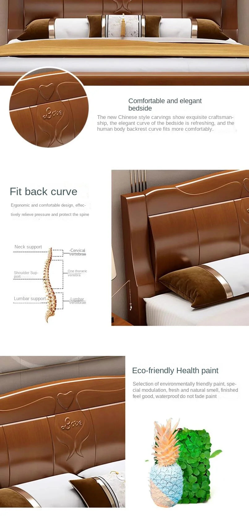 Europäisches Luxus-Schlafzimmer-Set, weich, modern, High-End-Aufbewahrung, Queen-Size-Schlafzimmer-Set, Holz, cool, Apartment, Möbel für Schlafzimmer