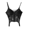 V-Neck Sexy Lace Corset Top Slim Fit Push Up Hollow Suspender Vest Adjustable Straps Off Shoulder Breathable Mesh Vest Travel